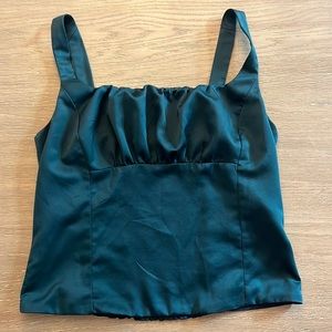 DYNAMITE - Silky Emerald Green Crop Top